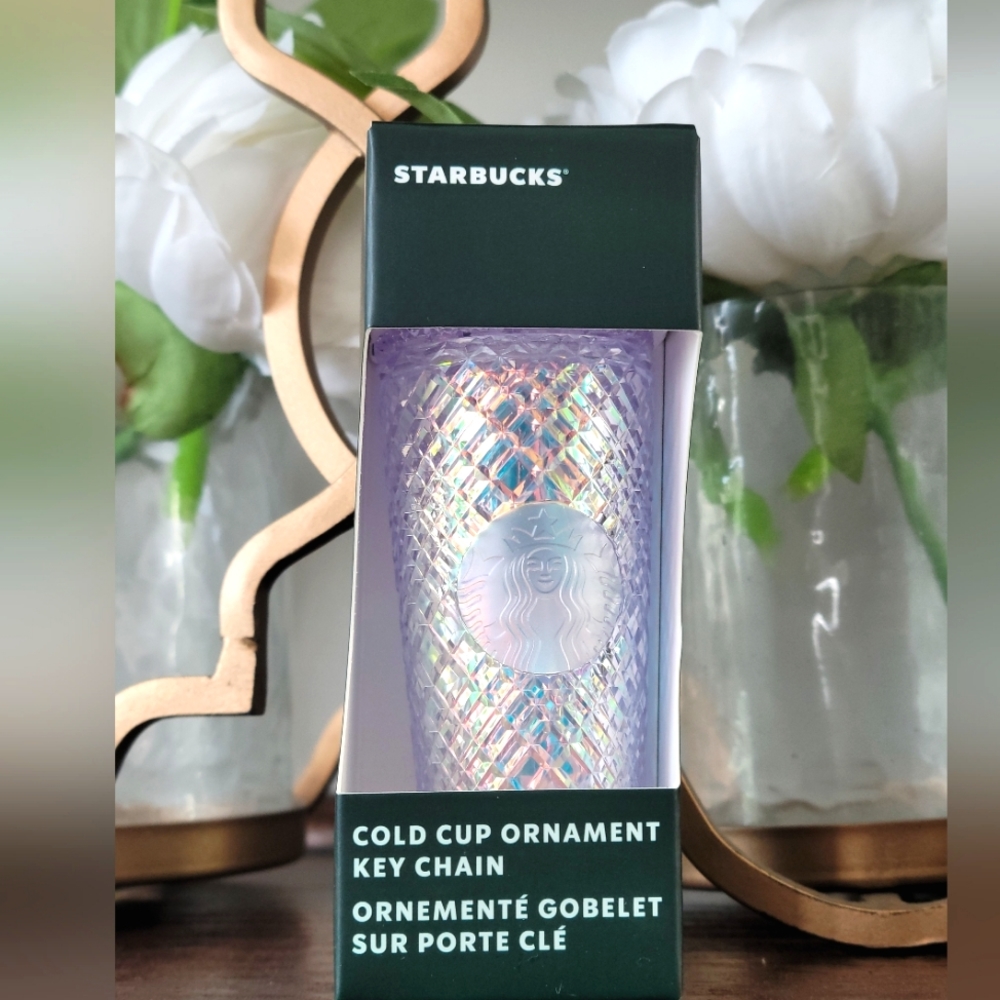 Starbucks White Studded Cold Cup Ornament Key Chain